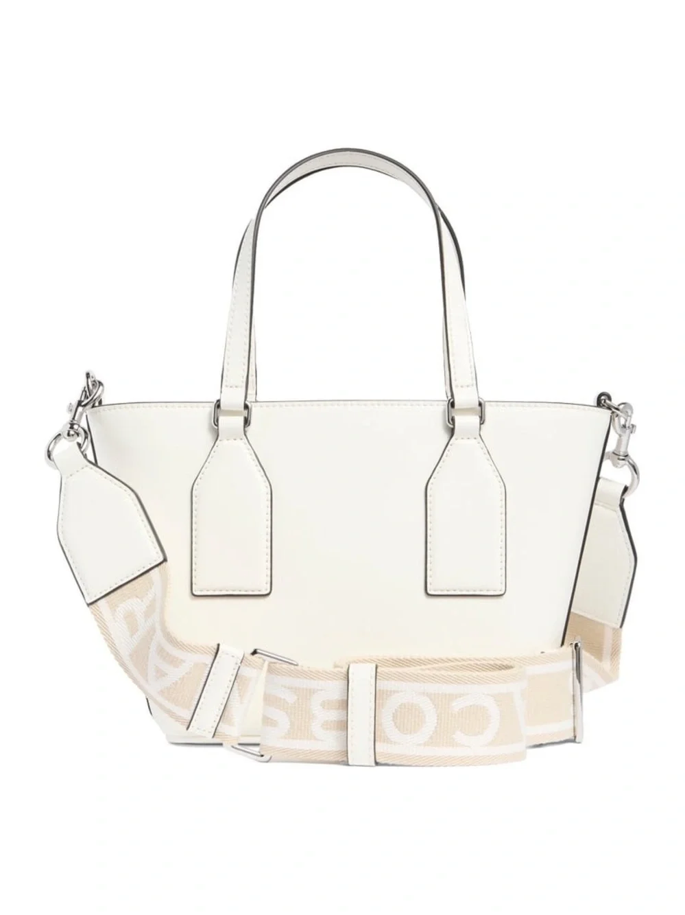 Marc Jacobs Cream Leather Top-Handle Tote with Logo
